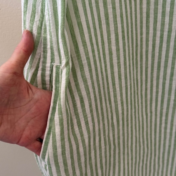 Beach lunch lounge Striped Sleeveless dress linen /cotton blend -made in India - Picture 6 of 9